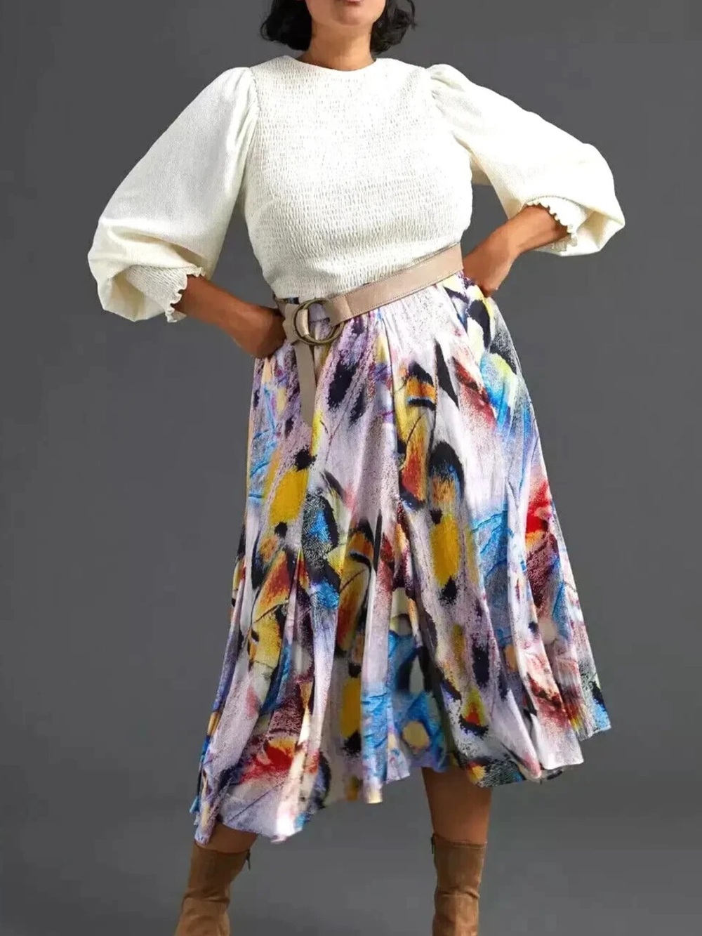 Anthropologie Abstract Butterfly A-Line Midi Skirt Plus Size NWT